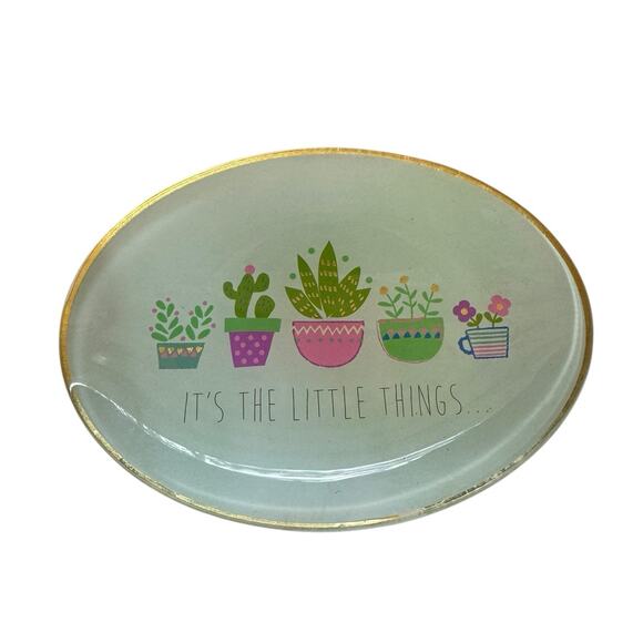 Natural Life Trinket Dish Cactus 6”x 4.5” Cottage Core Shabby Girly - Picture 1 of 5